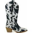 thumbnail image 3 of ARiderGirl Hanan Women Fashion Western Cowboy Boots Cow Print Stacked Leather Heel and Stitched Leather Welt Mid Calf Boots, 3 of 6