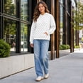 thumbnail image 2 of Wrongduck Polka Dot Hooded Sweatshirt for Women, Relaxed Graphic Print Fleece Pullover with Pocket for Fall and Winter, 2 of 12