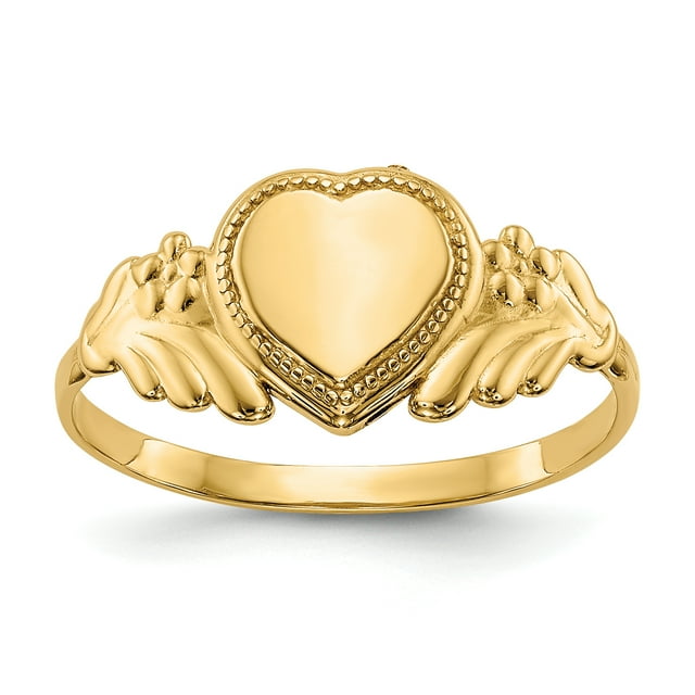 14k Yellow Gold Heart Baby Ring Signet