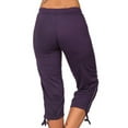 thumbnail image 4 of Amtdh Women's Solid Color Pants Flowy Beach Lightweight Pants Lady Going out Pants Work Casual Comfy Jogging Capris Lounge Trousers Purple XXL, 4 of 7