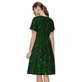 thumbnail image 2 of Japuie Emerald Green Sparkling Print Women's Casual Dress with Pockets,Women's Short sleeve Dress,A-Line Dresses,Summer Dresses for Women,Sundresses Beach Swing Dresses -XX-Large, 2 of 6