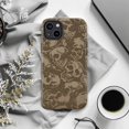 thumbnail image 5 of Muted Brown Overlapping Skulls iPhone Case, Edgy Gothic Skeleton Pattern Protective Cover for iPhone 16 15 14 13 12 11 Pro Max Mini Plus, 5 of 6