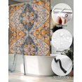 thumbnail image 5 of Split Shower Curtain for Transfer Bench, Boho Blue Fabric Shower Curtains for Bathroom, Ethnic Middle Century Geometric Abstract Art Tub Sliding Transfer Bench Waterproof Bath Curtains 72"x84", 5 of 9