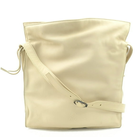 Pre-Owned LOEWE Shoulder Bag Anagram Leather Light Beige Women's e60112a (Good)