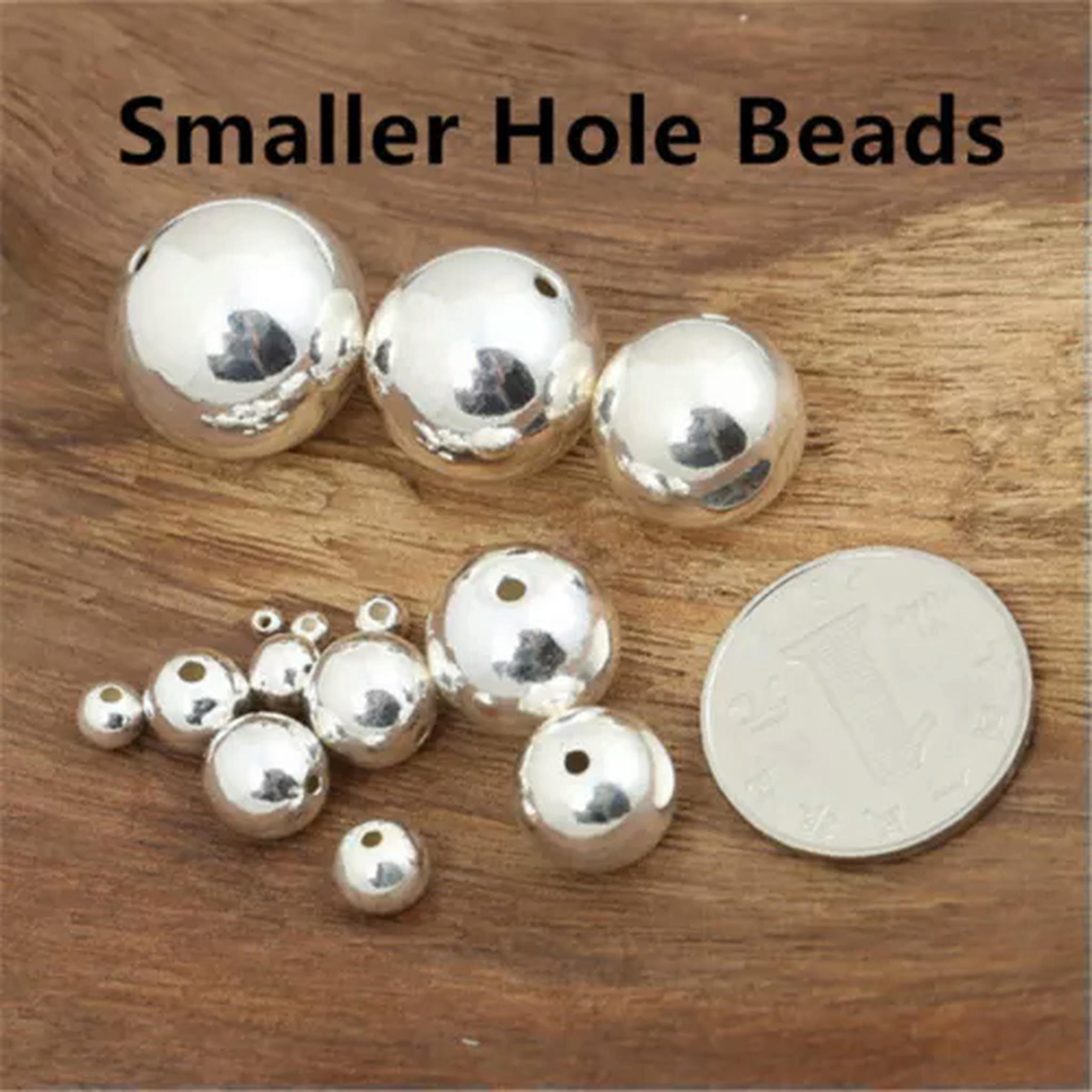 HOOUN 925 Sterling Silver Round Ball Beads Small Hole Seamless Bulk Jewelry 2mm-18mm-2.5MM (50 PCS)