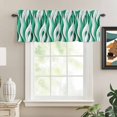 thumbnail image 2 of Kitchen Valances for Window, Abstract Geometric Twist Line Light Filtering Rod Pocket Valance Curtain, Modern Green White Stripe Short Curtains Window Topper for Bedroom Bathroom Living Room 42x12in, 2 of 9