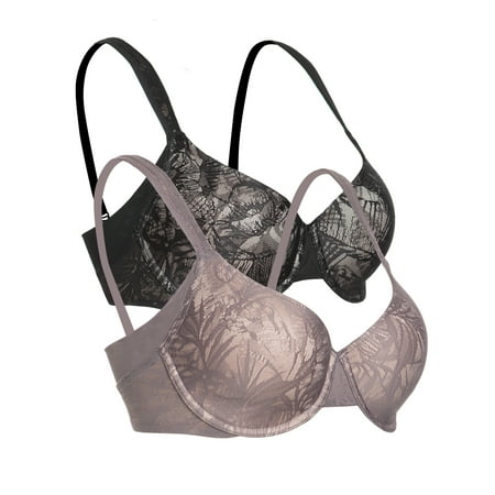 

Paramour by Felina | Jessamine Side Smoothing Contour Bra 2-Pack (Black Sparrow 2-Pack 42G)