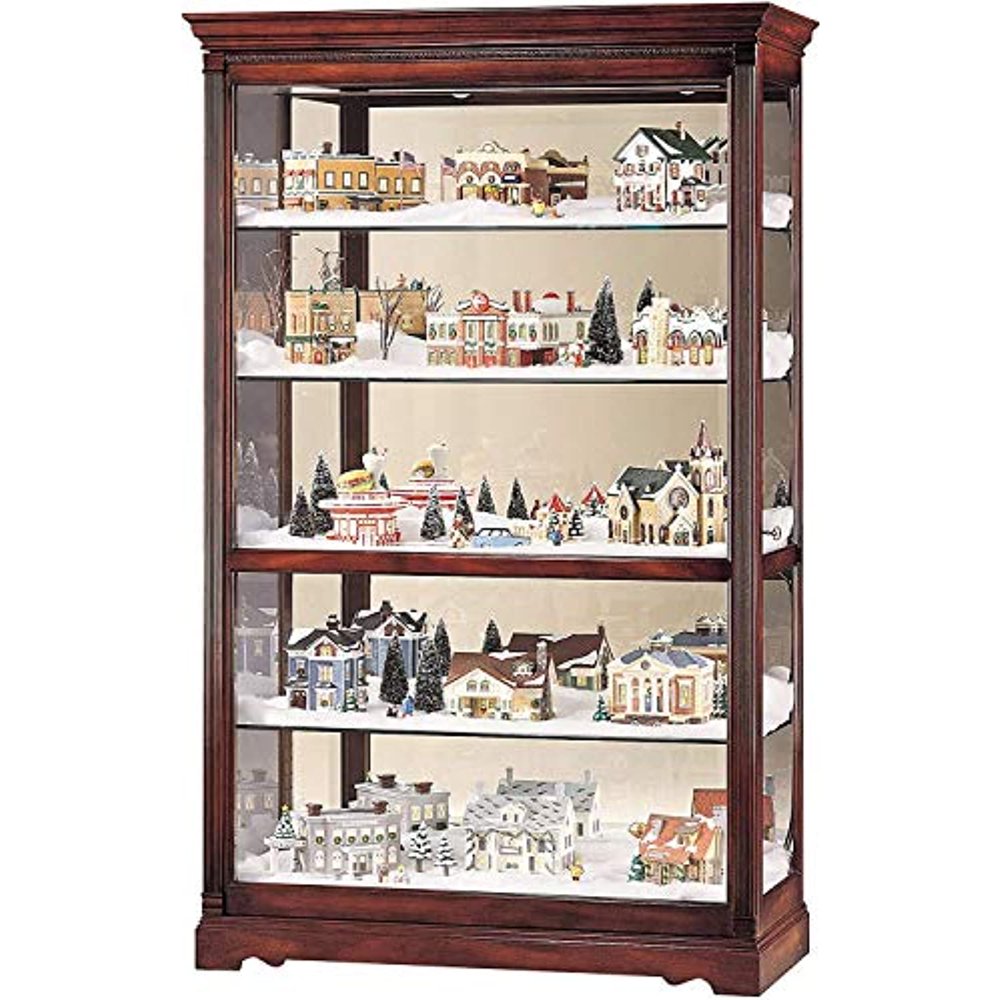 Howard Miller Townsend Curio 680235 Windsor Cherry Finish Home Decor, Five Glass