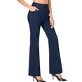 thumbnail image 4 of Womens Dress Pants Fleece Stretchy Business Casual Flare Yoga Pants Petite Lightweight Pull On Office Slacks Pockets, 4 of 9