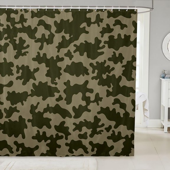 Camouflage Shower Curtain Green Camo Fabric Bath Curtain for Bathroom 71x71 inches