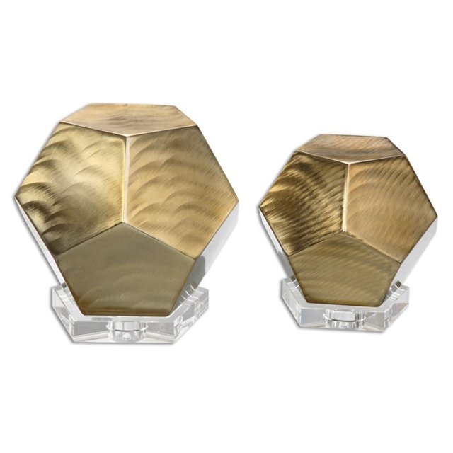 Uttermost 2 Piece Pentagon Cube Set in Coffee Bronze