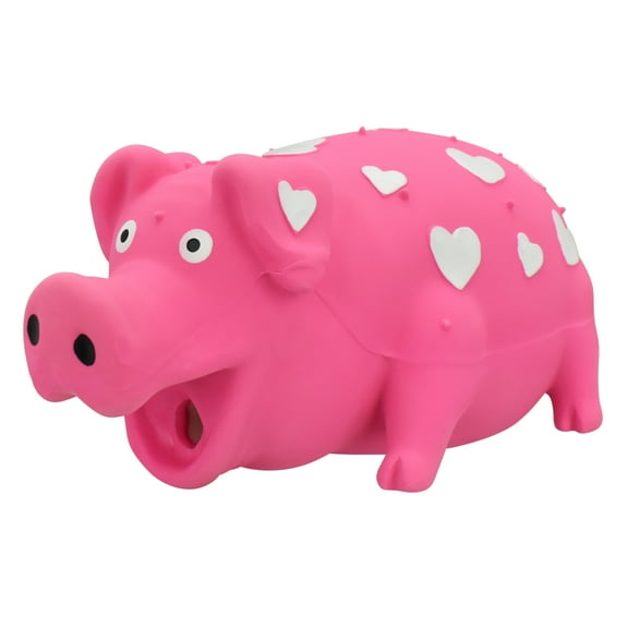 Vibrant Life Valentine's Day Latex Pig Dog Toy, Pink and White