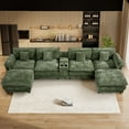thumbnail image 2 of Wiilayok U Shaped Sectional Sofa,151" Oversized Modular Cloud Couch Sofa with 2 Ottoman and Extra Deep Seat for Living Room，4 Seater Modern Chenille with Central Console USB Port,Olive Green, 2 of 9