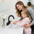 thumbnail image 3 of Bathroom Faucet 3 Hole, Matte Black Bathroom Sink Faucet with Pop Up Drain, 8 Inch Widespread Bathroom Faucet with 360° Swivel Spout, 2 Handle Vanity Faucet with Water Supply Hoses (2 Pack), 3 of 14
