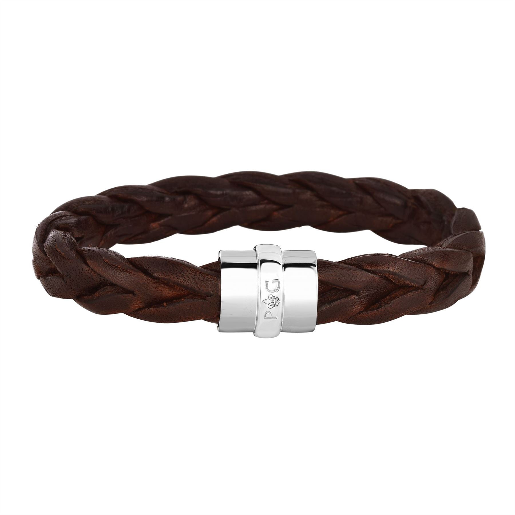 Natural Brown Leather Wristband Straps Bracelet Silver Stainless Lobster Clasp 