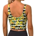 thumbnail image 3 of Haiem Orange and Lemon Pattern Womens Sports Bra - U Neck Padded Low Impact Yoga Bra Workout Crop Top Gym Moisture-Wicking Workout Vest -, 3 of 9