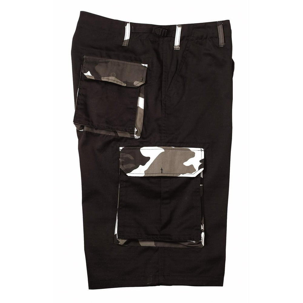 Rothco Extra Long Baggy Black BDU Cargo Short w/Camo Trim Walmart