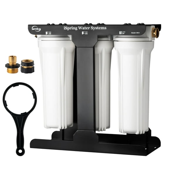 iSpring CW31 3-Stage RV Water Filtration System, Whole House Water Filter for RV, Sediment filter and Dual CTO Carbon Block filter, Tankless, High Capacity, BPA Free