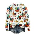 thumbnail image 6 of Gamivast Carnival Theme Shirts for Women Funny Mask Graphic Long Sleeve Drop Shoulder Sweatshirts Trendy Round Neck Party T-Shirt Mardi Gras Day Outfits, 6 of 6