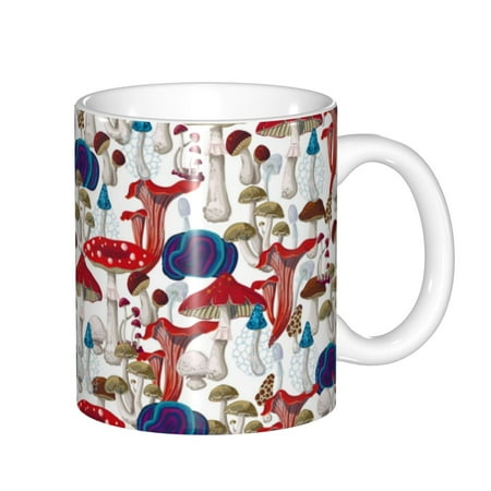 

Yiaed Colorful Mushrooms (2) Print Ceramics Coffee Large Handle Design Extra Large Tea and Coffee Cup for Office and Home Mugs