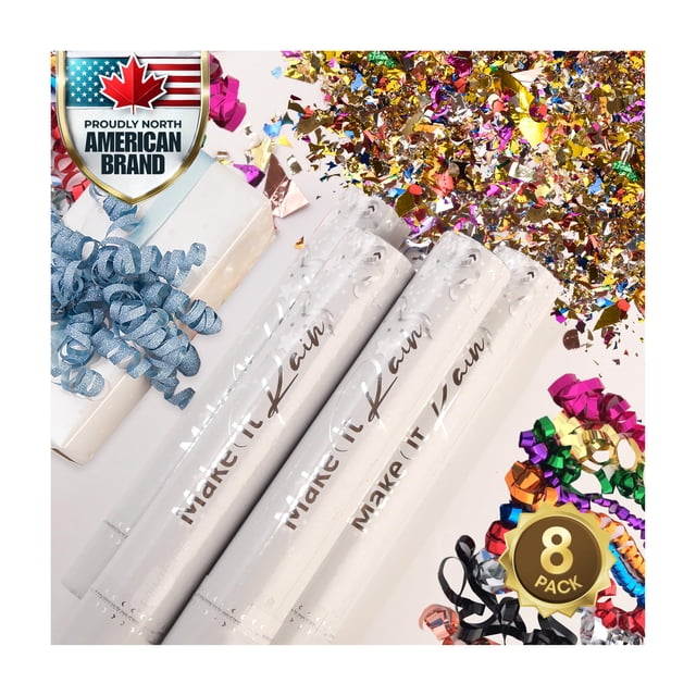 Confetti Cannon Party Poppers PrimePure, paquete de 8