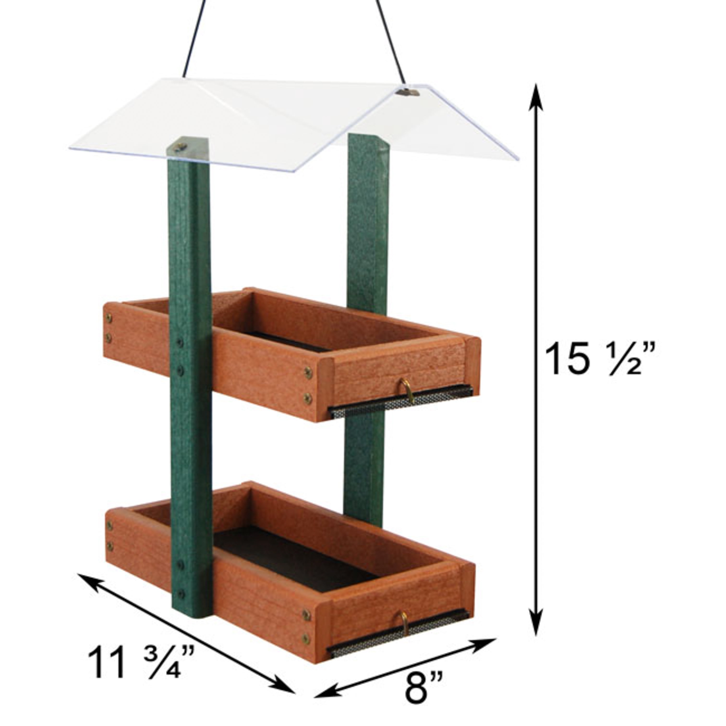 Audubon Going Green Double Platform Bird Feeder - Removable Tray - Green