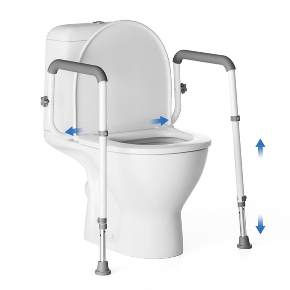 Loyoda Toilet Safety Rails,  Sturdy Toilet Handle with Height-Adjustable Legs for Seniors, 350 lb Weight Capacity