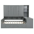 thumbnail image 4 of Full Size Wooden Daybed With Three Drawers, and All-in-One Cabinet, Desk and Shelves, Gray, 4 of 9