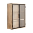 thumbnail image 5 of Kate and Laurel Brogan Modern Rectangle Wall Cabinet, 22 x 9 x 28, Natural Wood and Black, Transitional Glass Cabinet for Over-the-Toilet Bathroom Storage Cabinet or Living Room Storage Cabinet, 5 of 11
