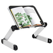 Back to School Adjustable Book Stand, Height & Angle Adjustable Aluminum Ergonomic Book Holder with Page Paper Clips for Reading Textbooks, Cookbook, Paperbacks, Hard Covers Hands Free