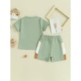 thumbnail image 5 of Elippeo Toddler Boys Summer Outfits 6 12 18 24 Months 3 4 Years Short Sleeve T-Shirt and Contrast Colors Elastic Shorts for 2 Piece Vacation Clothes Set, 5 of 10