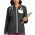 thumbnail image 5 of Vivianyo HD Women's V‑Neck Zip Up Nurse Work Sweatshirt, Fitted Stretch Long Sleeve Top, Fall Uniform Cover Up with Pen Sleeve Slots and Pockets for Medical Workplace and Daily Errands, Sizes S-2XL, 5 of 7