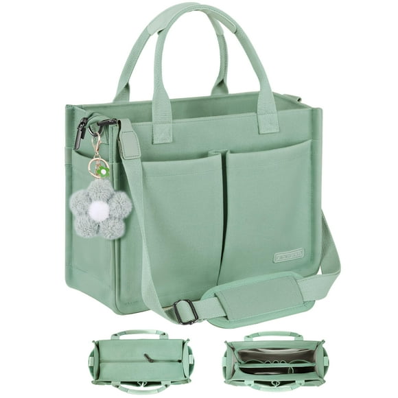 Bolsa de lona FIORETTO para mujer con cremallera en la parte superior, color verde menta