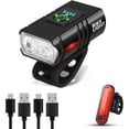 thumbnail image 1 of Juego de luces delanteras y traseras para bicicleta: Luces de bicicleta para montar de noche, recargables por USB, 2 faros LED brillantes, 6 modos de luz, 1 of 5