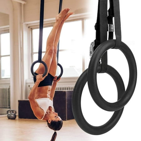 WALFRONT Adjustable Gymnastic Gym Rings Fitness Muscle Strength Training Straps Hoop,Gym Ring, Muscle Fitness (Best Gym Exercises For Muscle Gain)