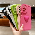 thumbnail image 4 of for Samsung Galaxy A23 5G Phone Case 6.6", Cute Kawaii 3D Love Heart Solid Color Curly Wavy Camera Lens Cover Shockproof Soft Silicone Phone Cover for Women (Green), 4 of 12