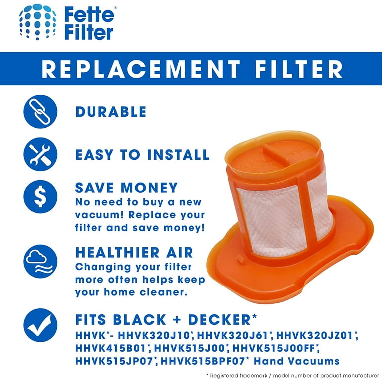 HHVKF10 Dust-buster Filter Replacement Compatible with Black and