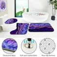 thumbnail image 4 of 4 Piece Bathroom Set with Shower Curtain and Rugs, Gold Purple Bathroom Shower Curtain Set with Rugs, Incl Shower Curtain with 12 Hooks, Soft Bath Mat, U-Shaped Floor Mat, Toilet Lid Oval Rug, 4 of 7