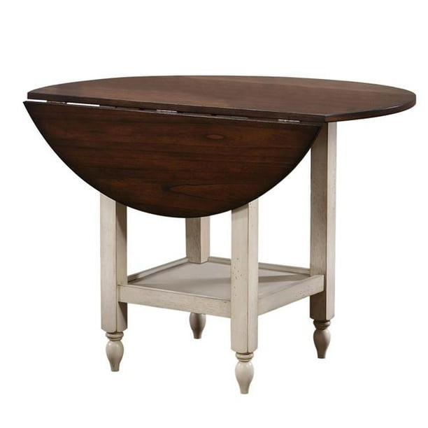 Sunset Trading Dlu Adw4242s C40aw3p 30 X 42 In Andrews Round Drop Leaf Dining Table Set With Shelf 44 Distressed Antique White Chestnut Brown 3 Piece Com Andrews Round Drop Leaf Dining Table, Round Drop Leaf Dining Table Set