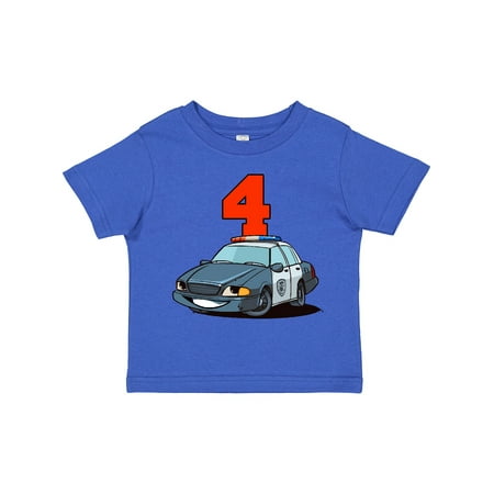 

Inktastic 4th Birthday Police Car Gift Toddler Boy or Toddler Girl T-Shirt