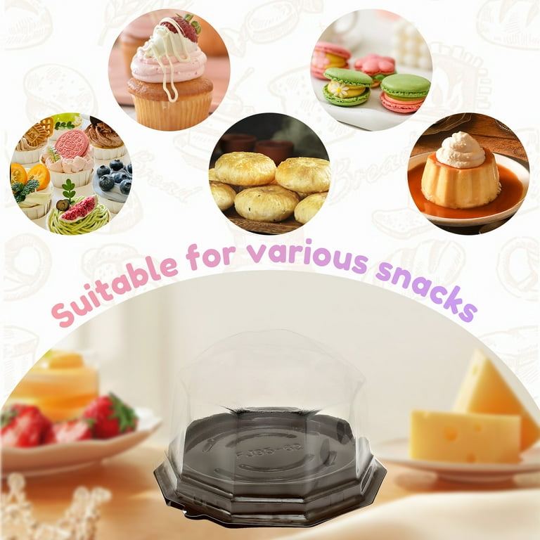 100 Pack Mini Bundt Cake Containers Package, Clear Plastic