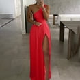 thumbnail image 2 of Vestido de mujer de moda casual de verano sin mangas de color sólido con un solo hombro Pompotops ghjkhdj18346, 2 of 5