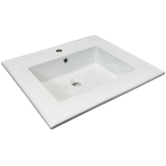 Bellaterra Home 302522-1 25 in. Single Sink Vitreous China Top, Single Faucet Hole, White