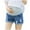 Blue, variant on Mother Woman Fashion Solid Color Elastic Waist Pockets Shorts Jeans Blue XL