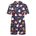 thumbnail image 4 of Tnhcen Women's Halloween Spider Web Pajama Set 2-Piece Collared Button Up Top Elastic Shorts Comfortable Sleepwear S-2XL Purple, 4 of 8