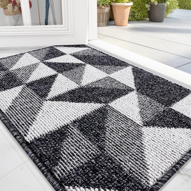 Alfombrilla OLANLY para entrada interior, lavable, 80 x 50 cm, color negro