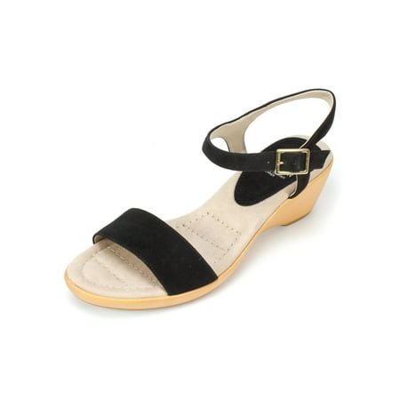 White Mountain Womens CORKY Leather Open Toe Casual Ankle Strap Black Size 75 White Mountain Womens CORKY Leather Open Toe Casual Ankle Strap Black Size 75