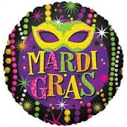PMU Mardi Gras 18 Inch Mylar-Foil Balloon Party Accessories Indoor/Outdoor Decoration (1/pkg) Pkg/1