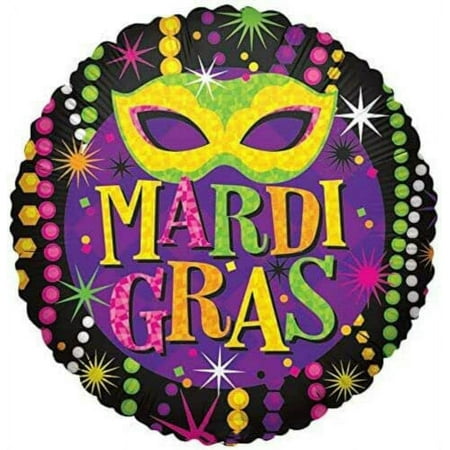 PMU Mardi Gras 18 Inch Mylar-Foil Balloon Party Accessories Indoor/Outdoor Decoration (1/pkg) Pkg/1