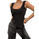 thumbnail image 3 of Top Corto Y2K para Mujer, para Salir, de Verano, Sin Mangas, Asimétrico, de , Ajustado, para Fiesta. Negro L, 3 of 7